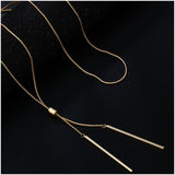 Shineland Women Accessories Hot Fashion Gold-color Metal Chain Collier Long Strip Pendants Gifts Lady Charm Necklaces Jewelry