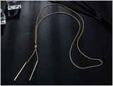 Shineland Women Accessories Hot Fashion Gold-color Metal Chain Collier Long Strip Pendants Gifts Lady Charm Necklaces Jewelry