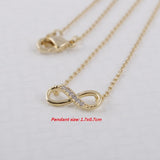 Shuangshuo Tiny Infinity Crystal Pendant Necklaces for Women Choker Lucky Number Eight Geometric Silver Long Chain Necklace