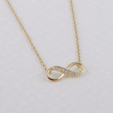 Shuangshuo Tiny Infinity Crystal Pendant Necklaces for Women Choker Lucky Number Eight Geometric Silver Long Chain Necklace