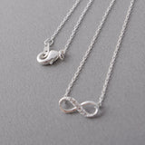 Shuangshuo Tiny Infinity Crystal Pendant Necklaces for Women Choker Lucky Number Eight Geometric Silver Long Chain Necklace