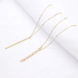 Simple Classic fashion Stick Pendant Necklace Hollow Girl Long Link Chain Square Copper Necklaces long Strip Jewelry for women