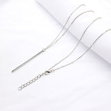 Simple Classic fashion Stick Pendant Necklace Hollow Girl Long Link Chain Square Copper Necklaces long Strip Jewelry for women