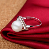 Sinya 925 sterling silver Ring with 9-10mm natural freshwater pearl Fine Jewelry wedding brand Engagement ring for women lover