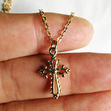 Small Gold Cross Pendant Necklace Women Girl Kids,Mini Charm Pendant Gold Color Jewelry Crucifix Christian Ornaments