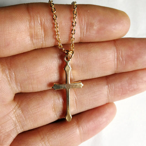 Small Gold Cross Pendant Necklace Women Girl Kids,Mini Charm Pendant Gold Color Jewelry Crucifix Christian Ornaments