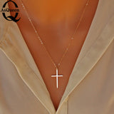 Small Gold Cross Pendant Necklace Women Girl Kids,Mini Charm Pendant Gold Color Jewelry Crucifix Christian Ornaments