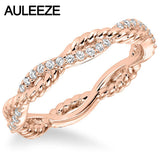 Solid 14K 585 Rose Gold Ring For Women Lady Elegant Engagement Ring Pave Natural Real Diamond Ring Twist Wedding Band