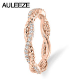 Solid 14K 585 Rose Gold Ring For Women Lady Elegant Engagement Ring Pave Natural Real Diamond Ring Twist Wedding Band