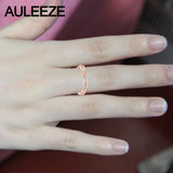 Solid 14K 585 Rose Gold Ring For Women Lady Elegant Engagement Ring Pave Natural Real Diamond Ring Twist Wedding Band