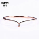 Solid 14k Rose Gold Natural Diamond Engagement Ring Women Wedding Band V Shape Fine Fine Jewelry Thin Cute Romantic