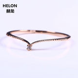 Solid 14k Rose Gold Natural Diamond Engagement Ring Women Wedding Band V Shape Fine Fine Jewelry Thin Cute Romantic