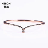 Solid 14k Rose Gold Natural Diamond Engagement Ring Women Wedding Band V Shape Fine Fine Jewelry Thin Cute Romantic