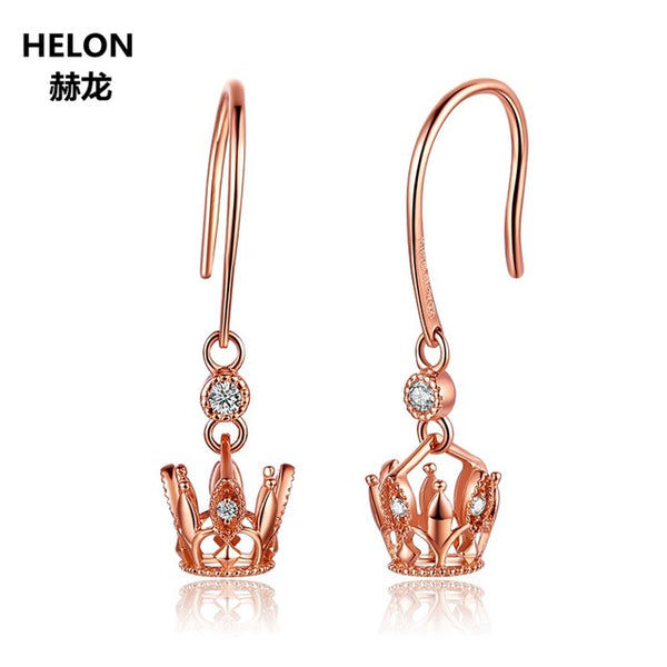 Solid 14k Rose Gold SI/H Full Cut Natural Diamonds Drop Earrings for Women Engagement Wedding Fine Jewelry Party Earrings Gift