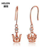 Solid 14k Rose Gold SI/H Full Cut Natural Diamonds Drop Earrings for Women Engagement Wedding Fine Jewelry Party Earrings Gift