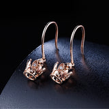 Solid 14k Rose Gold SI/H Full Cut Natural Diamonds Drop Earrings for Women Engagement Wedding Fine Jewelry Party Earrings Gift