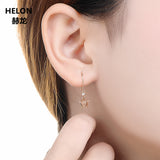 Solid 14k Rose Gold SI/H Full Cut Natural Diamonds Drop Earrings for Women Engagement Wedding Fine Jewelry Party Earrings Gift