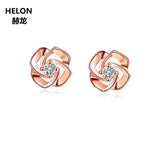 Solid 14k Rose Gold SI/H Full Cut Natural Diamonds Earrings for Women Stud Earrings Engagement Wedding Party Fine Jewelry