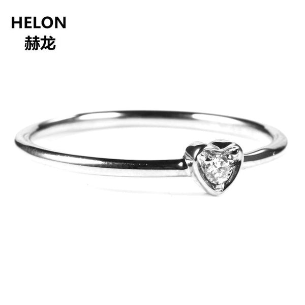 Solid 14k White Gold VS/H Natural Diamonds Engagement Ring Wedding Band Trendy Heart Women Fine Jewelry