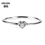 Solid 14k White Gold VS/H Natural Diamonds Engagement Ring Wedding Band Trendy Heart Women Fine Jewelry