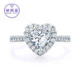 Solid 18K Gold Solitaire 0.18CT Heart Natural Round Diamond Rings for Women Wedding Engagement Luxury Bridal 's Jewelry