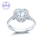 Solid 18K Gold Solitaire 0.18CT Heart Natural Round Diamond Rings for Women Wedding Engagement Luxury Bridal 's Jewelry