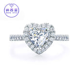 Solid 18K Gold Solitaire 0.18CT Heart Natural Round Diamond Rings for Women Wedding Engagement Luxury Bridal 's Jewelry