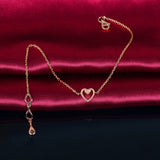 Solid 18K Rose Gold Diamond Bracelet 0.03ct Natural Diamond Heart Charm 18cm Wedding Engagement Party Jewelry