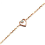 Solid 18K Rose Gold Diamond Bracelet 0.03ct Natural Diamond Heart Charm 18cm Wedding Engagement Party Jewelry