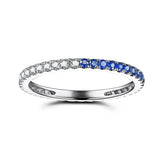 Solid 18k White Gold(AU750)Engagement Wedding Ring 0.41ct Natural Diamonds Sapphires Party Anniversary Band Elegant Ring