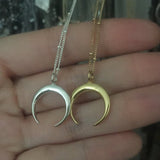 Statement Gold Horn Necklace, maxi Long Crescent Moon Necklace,Double Horn Necklace For Women Charm Jewelry XL257