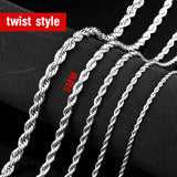 Steel soldier Men Spiga Plait Necklace Chain 3mm/4mm/5mm/6mm Width 316L Stainless Steel  Silver Color jewelry