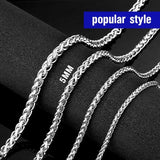 Steel soldier Men Spiga Plait Necklace Chain 3mm/4mm/5mm/6mm Width 316L Stainless Steel  Silver Color jewelry