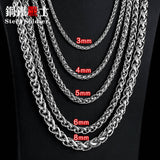 Steel soldier Men Spiga Plait Necklace Chain 3mm/4mm/5mm/6mm Width 316L Stainless Steel  Silver Color jewelry