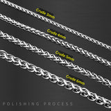 Steel soldier Men Spiga Plait Necklace Chain 3mm/4mm/5mm/6mm Width 316L Stainless Steel  Silver Color jewelry