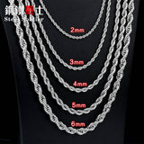 Steel soldier Men Spiga Plait Necklace Chain 3mm/4mm/5mm/6mm Width 316L Stainless Steel  Silver Color jewelry