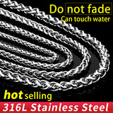 Steel soldier Men Spiga Plait Necklace Chain 3mm/4mm/5mm/6mm Width 316L Stainless Steel  Silver Color jewelry