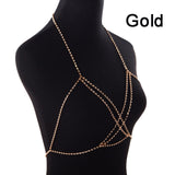 StoneFans 2018 Women Full Rhinestone Body Fashion Chain Necklace Jewelry Shiny Rhinestone Crystal Bra Body Charming Club Jewelry