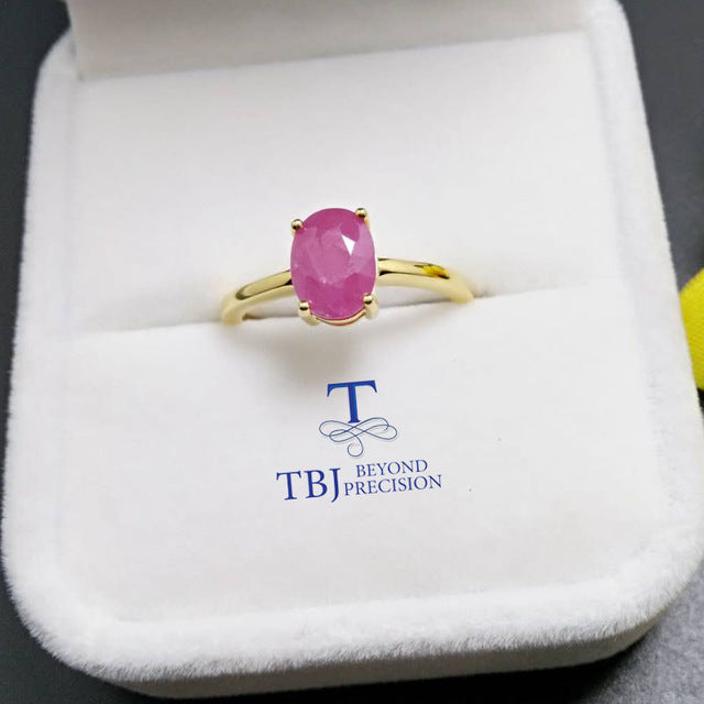 TBJ,100% natural real Ruby gemstone Ring in 925 sterling silver yellow gold fine jewelry color for women with gift box