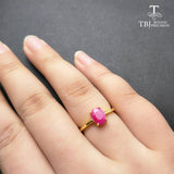 TBJ,100% natural real Ruby gemstone Ring in 925 sterling silver yellow gold fine jewelry color for women with gift box