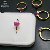 TBJ,100% natural real Ruby gemstone Ring in 925 sterling silver yellow gold fine jewelry color for women with gift box