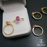 TBJ,100% natural real Ruby gemstone Ring in 925 sterling silver yellow gold fine jewelry color for women with gift box