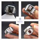 TBJ, 2017 new men's ring with natural smoky quartz in 925 sterling silver gemstone jewelry ,best gift for mens' boyfriend style