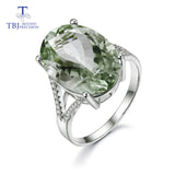 TBJ,Big 13ct green amethyst Ring, oval cut13*18 gemstone ring in 925 sterling silver gemstone jewelry for girls with gift box