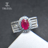 TBJ,Luxury decent trendy ring with natural precious ruby gemstone ring in 925 sterling silver for women as gift with jewelry box