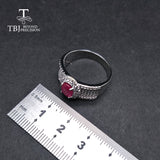 TBJ,Luxury decent trendy ring with natural precious ruby gemstone ring in 925 sterling silver for women as gift with jewelry box