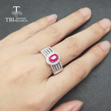 TBJ,Luxury decent trendy ring with natural precious ruby gemstone ring in 925 sterling silver for women as gift with jewelry box