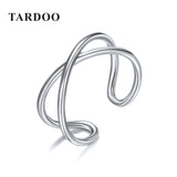 Tardoo 925 Sterling Silver Women's Rings Trendy Minimalist C Shape Open Cross Cuff Adjustable Ring Simple Jewelry