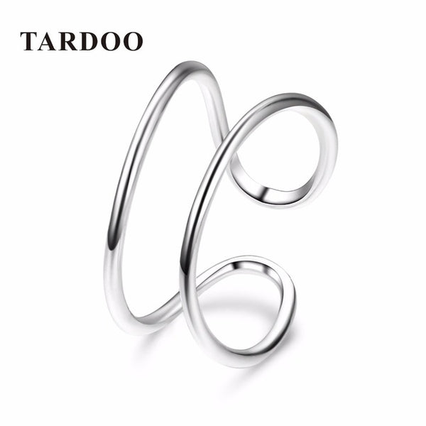 Tardoo Sterling Silver Women's Rings Trendy Minimalist C Shape Open Skeleton Classic Cuff Adjustable Rings Silver 925 Jewelry