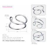 Tardoo Sterling Silver Women's Rings Trendy Minimalist C Shape Open Skeleton Classic Cuff Adjustable Rings Silver 925 Jewelry